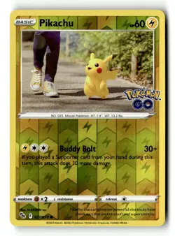 Pokemon Card Pikachu (27) Reverse Holo LP Pokemon GO 027/078 - Image 1