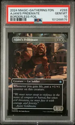2024 MTG FOUNDATIONS BORDERLESS-FOIL #293 AJANI'S PRIDEMATE PSA 10 - Image 1