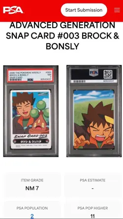 2005 Pokemon Bandai Carddass Weekly Snap Card Brock & Bonsly #003 PSA 7 POP 13 - Image 3