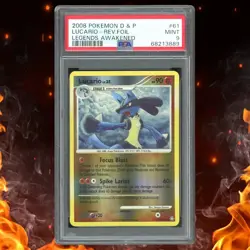 Pokemon Legends Awakened LUCARIO 61/146 Reverse Foil PSA 9 - Image 1