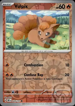 Vulpix 028/197 C Obsidian Flames Pokemon Reverse Holo NM/M - Image 3