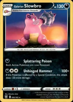Galarian Slowbro 092/163 Rare Battle Styles Pokemon NM - Image 1