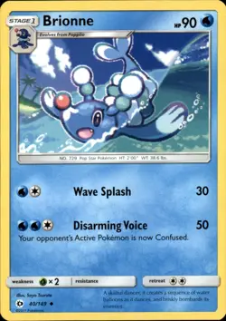 Brionne 40/149 Uncommon SM Base Set Pokemon NM - Image 1