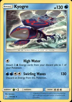 Kyogre 53/236 Rare Cosmic Eclipse Pokemon NM - Image 1
