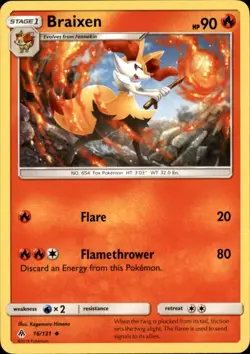 Braixen 16/131 Uncommon Forbidden Light Pokemon NM - Image 1
