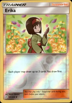 Erika 191/236 Uncommon Cosmic Eclipse Pokemon Reverse Holo NM - Image 1