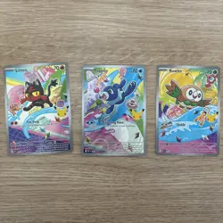 Pokemon First Partner Illustration Collection Alola Rowlet, Litten, Popplio - Image 1