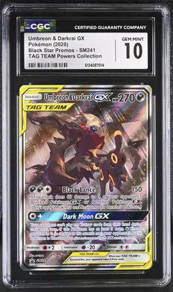 Pokemon Umbreon & Darkrai GX Tag Team Powers Coll. Full Art Promo SM241 CGC 10 - Image 1
