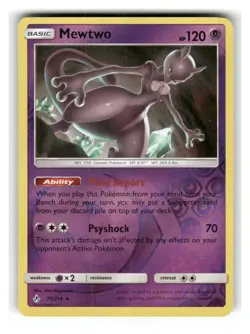 Mewtwo 75/214 Rare Unbroken Bonds Pokemon Reverse Holo Lightly Played - Image 1