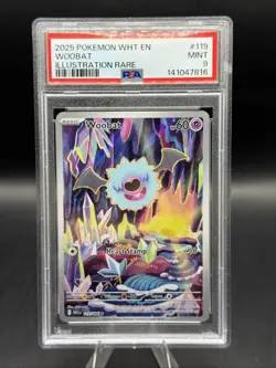 2025 POKEMON WHT EN-WHITE FLARE ILLUSTRATION RARE #119 WOOBAT PSA 9 - Image 1