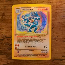Pokemon Machamp Base Set 8/102 Holo 1st Edition Rare TCG Card LP/MP - Image 1
