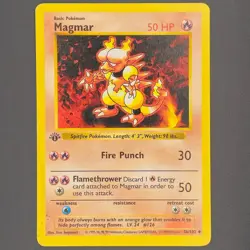 Magmar 1st Edition Shadowless Pokemon Base Set 36/102 MP - Image 1