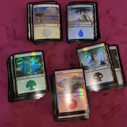 Basic Lands Magic Cards MTG Collection of 500 Foils -Warped quality of course:) - Image 1