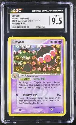CGC 9.5 MINT+ Claydol 2004 EX Hidden Legends 2/101 Reverse Holo Pokemon Card - Image 1