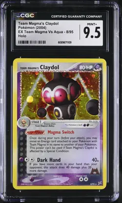 CGC 9.5 MINT+ Team Magma's Claydol EX Team Magma Vs Aqua 8/95 Holo Pokemon Card - Image 1