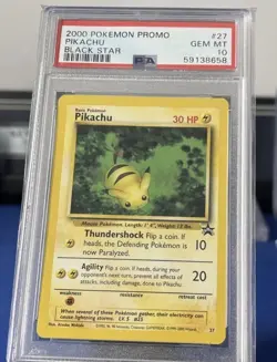 Pikachu #27 Promo 2000 Black Star English Pokemon Card WOTC PSA 10 Gem Mint - Image 1