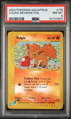 2003 Pokemon Aquapolis Reverse Holo Vulpix PSA 8 NM 116/147 LOW POP ESeries WOTC - Image 1