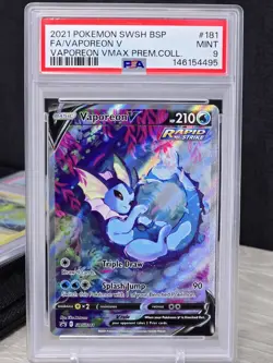Pokemon Card Vaporeon V SWSH181 Black Star Promo VMAX Premium Collection PSA 9 - Image 1