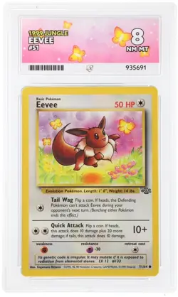 Pokemon Jungle Eevee 51/64 Ace Graded 8 1999 WOTC vintage - Image 1