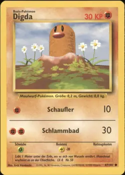 1999 Pokemon GERMAN Unlimited Base Set Digda-Diglett 47/102 MINT - Image 1