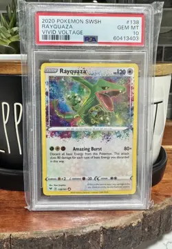 2020 Pokemon SWSH Vivid Voltage Rayquaza #138 Amazing Rare Gem Mint PSA 10 - Image 1