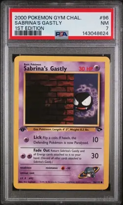 2000 Pokemon 1st Edition Gym Challenge Sabrina's Gastly PSA 7 - Image 1