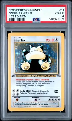1999 Pokemon Jungle - Snorlax 11/64 - Holo - 1st Edition - PSA Graded: 4 - Image 1