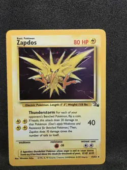 Vintage Pokemon TCG - Fossil - Unlimited Zapdos 15/62 Holo: NM- - Image 1