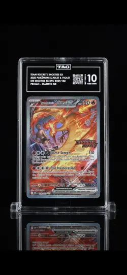 TAG GEM MINT 10 Team Rocket's Moltres ex 229 STAMPED Special Illustration Rare - Image 1