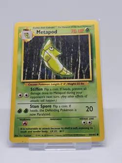 Pokemon TCG Metapod Regular Unlimited Uncommon Base Set 54/102 Vintage - Image 1