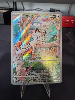Team Rocket’s Meowth 203/182 Illustration Rare IR Pokemon Destined Rivals NM 🔥 - Image 1