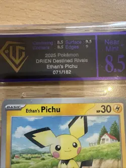 2025 POKEMON DESTINED RIVALS #071 ETHAN'S PICHU UGC Grade 8.5 N/Mint - Image 3