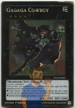 Gagaga Cowboy PGL3-EN067 Gold Rare 1st Edition Moderately Played Yugioh - Image 1