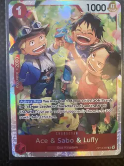 One Piece Ace & Sabo & Luffy OP13-007 Carrying On His Will Foil - Image 1