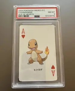 PSA 8 2004 POKEMON LEAFGREEN VERSION PLAYING CARDS CHARMANDER ACE OF HEARTS - Image 1