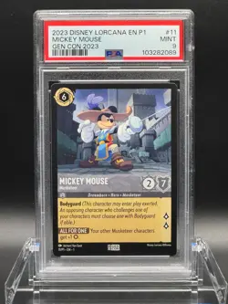 PSA 9 MINT ✨ - Mickey Mouse - Musketeer 11 Disney Lorcana Promo Cards Regular - Image 1