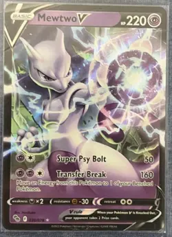 Pokemon Mewtwo V Card - Super Psy-Bolt & Transfer Break Moves - Image 1
