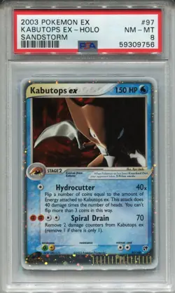 Pokemon Ex Sandstorm Ex-Holo Card #97 Kabutops PSA 8 - Image 1