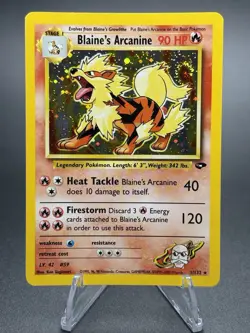 Blaine's Arcanine 1/132 Gym Challenge 2000 Holo Rare Pokemon Card - SWIRL - Image 1