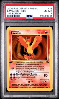 Lavados-Holo 1st Edition Pokemon German Fossil 12 NM PSA NM-MT 8-4641 - Image 1