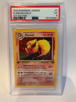 1999 Pokemon Jungle Flareon-Holo 1st Edition #03/64 PSA 5 EX - Image 1