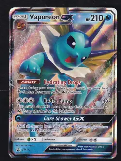 Vaporeon GX - SM172 Holo Promo Sun & Moon Promo Pokemon MP - Image 1