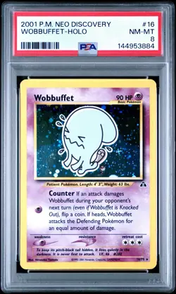 2001 Pokemon Neo Discovery Wobbuffet-Holo #16 PSA 8 NM-MT - Image 1