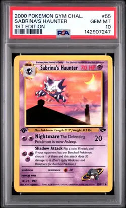 2000 POKEMON GYM CHALLENGE 1ST ED #55 SABRINA'S HAUNTER PSA 10 - Image 1