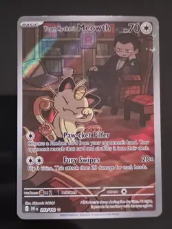 Pokemon Team Rocket's Meowth Illustration Rare Full Art Holo 203/182 DR1 70 HP - Image 1