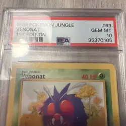 1999 Pokemon Venonat Base Set 1st Edition Jungle #63 PSA 10 - Image 3