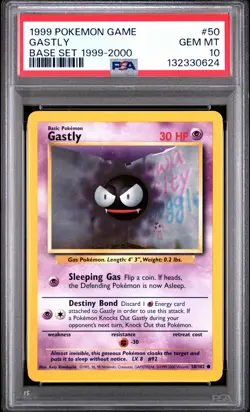 1999 POKEMON BASE SET 1999-2000 “4TH PRINT” #50 GASTLY PSA 10 - Image 1