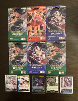 One Piece OP-12 OP-14-EB04 EB-03 Sleeved Booster Packs - SIX (6) SEALED /NEW !! - Image 1