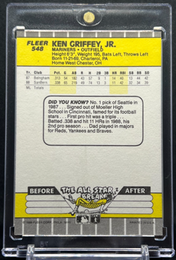 Ken Griffey Jr Mint Rookie Card 1989 Fleer Baseball #548 Seattle Mariners - Image 5