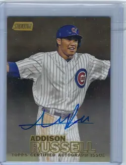 Addison Russell 2016 Topps Stadium Club #SCA-AR Gold Parallel Auto /25, SP, Cubs - Image 1